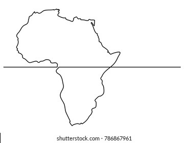 continuous line drawing - map of Africa