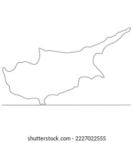 Continuous line drawing of map Cyprus vector line art illustration