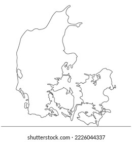 Continuous line drawing of map Denmark vector line art illustration