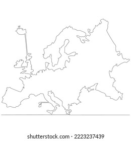 Dibujo continuo de líneas del mapa Europa ilustración de líneas vectoriales