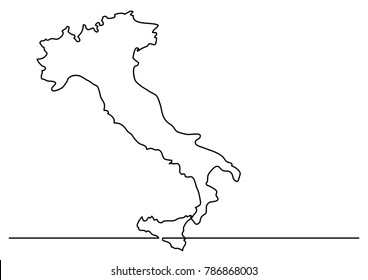 Continuous Line Drawing - Map Of Italy