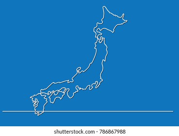 continuous line drawing - map of Japan