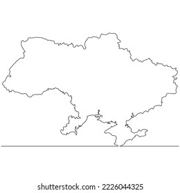 Continuous line drawing of map Ukraine vector line art illustration