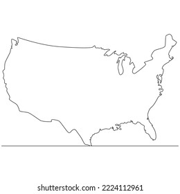 Kontinuierliche Zeilenzeichnung der Karte der Vereinigten Staaten von Amerika Vektorgrafik