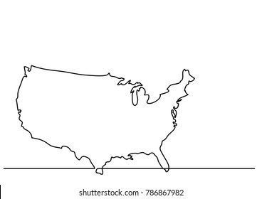 continuous line drawing - map of United States of  America