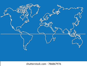 Continuous Line Drawing Map World Map Stock Vector (Royalty Free ...