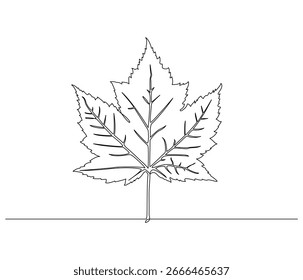 Desenho de linha contínua de uma folha de bordo. Ilustração de linha única de uma folha de bordo. Conceito do Dia do Canadá. Estrutura de tópicos editável