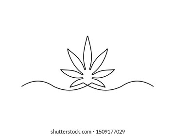 continuous line drawing of marijuana