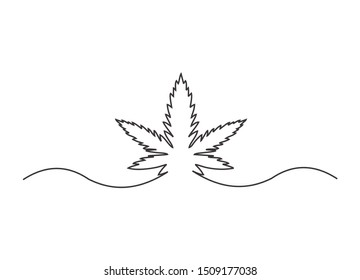 continuous line drawing of marijuana