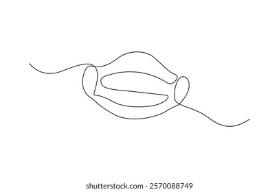 Continuous line drawing of  mask, One line art, Vector illustration. One continuous line drawing of medical worker wearing face mask.