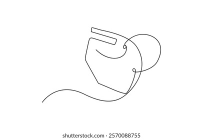 Continuous line drawing of  mask, One line art, Vector illustration. One continuous line drawing of medical worker wearing face mask.