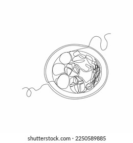 continuous line drawing of meatball in bowl