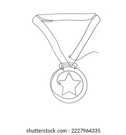 continuous line drawing medal illustration vector isolated