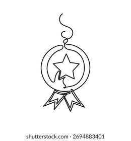 continuous line drawing medal illustration doodle