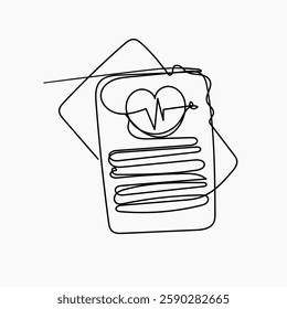 continuous line drawing medical document clipboard