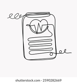 continuous line drawing medical document clipboard