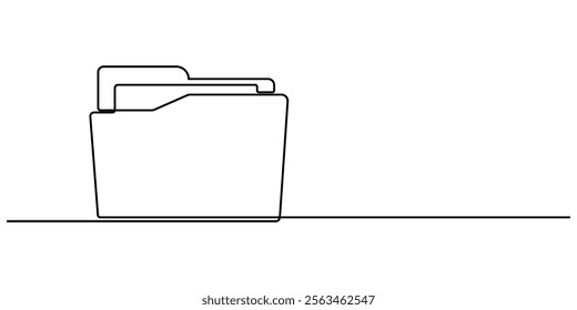 Continuous Line Drawing of Medical Record Icon. Hand Drawn Symbol Vector Illustration, File folder one line.Folder with documents continuous line drawing.Document one line drawing.Office file document