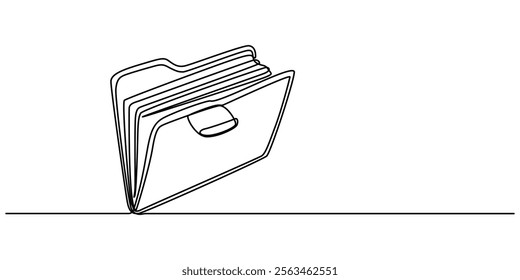 Continuous Line Drawing of Medical Record Icon. Hand Drawn Symbol Vector Illustration, File folder one line.Folder with documents continuous line drawing.Document one line drawing.Office file document