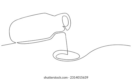 Continuous line drawing of medicinal syrup on white background. Concept of medicine. vector