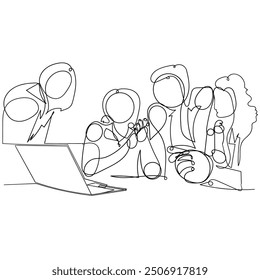 continuous line drawing  meeting at the office collection