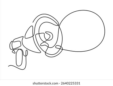 Continuous Line Drawing of a Megaphone. Continuous Line. line icon-continuous line drawing. Editable stroke.
