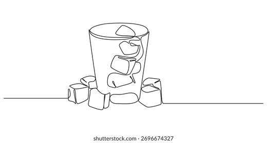 Continuous Line Drawing of Melting Ice Cubes,Continuous Line Art of Melting Ice Cubes,Abstract Falling Cubes Line Drawing,Continuous Line Drawing of a Glass with Ice Cubes