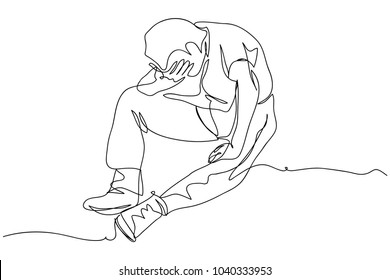 continuous line drawing of men being disappointed vector illustration