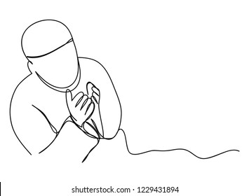 Continuous Line Drawing Men Chanting Islamic Stock Vector (Royalty Free ...