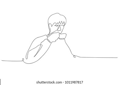 continuous line drawing of men drinking coffee