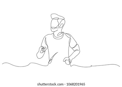 continuous line drawing of men jogging vector illustration