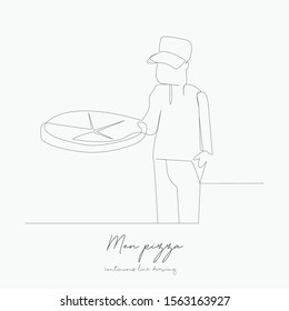 continuous line drawing. men pizza. simple vector illustration. men pizza concept hand drawing sketch line.