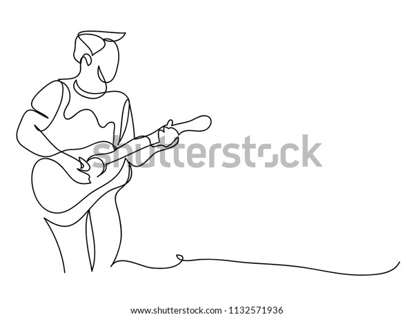 Continuous Line Drawing Men Playing Guitar Vector De Stock Libre De Regalías 1132571936 7533