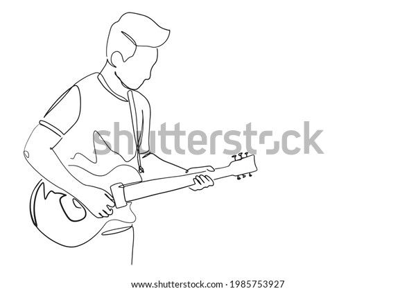 Continuous Line Drawing Men Playing Guitar Stock Vector Royalty Free 1985753927 Shutterstock 7098