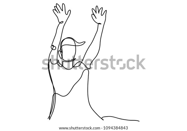 Continuous Line Drawing Men Raising Arms Stock Vector (Royalty Free ...