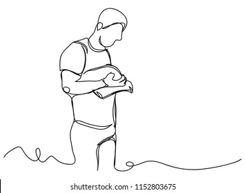 continuous line drawing of men reading
vector illustration simple.