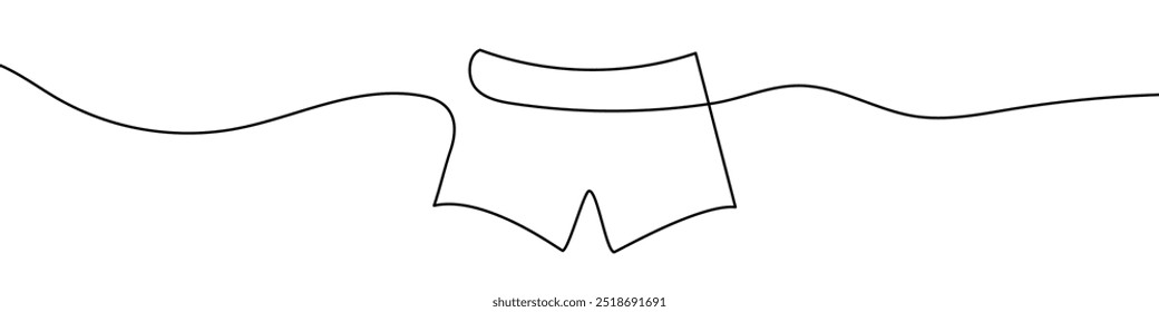 Dibujo de línea continua de hombres shorts. Dibujo de una sola línea de un pantalón corto de los hombres. Pantalones cortos de los hombres del arte de la línea. Ilustración vectorial.