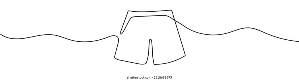 Dibujo de línea continua de hombres shorts. Dibujo de una sola línea de un pantalón corto de los hombres. Pantalones cortos de los hombres del arte de la línea. Ilustración vectorial.