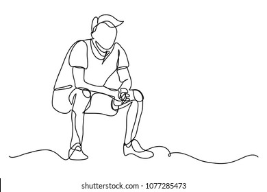 continuous line drawing of men sitting vector illustration