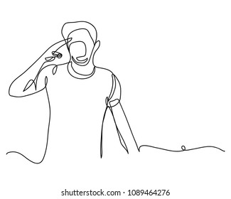 continuous line drawing of men Thumbs up vector illustration
