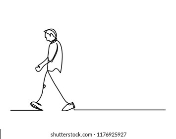 continuous line drawing of men walking sadly stressed Vector illustration simple.