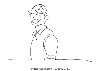 continuous line drawing of men wearing fashionable modern hats illustration