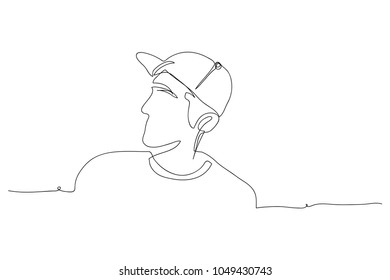 continuous line drawing of men wearing fashionable modern hats illustration