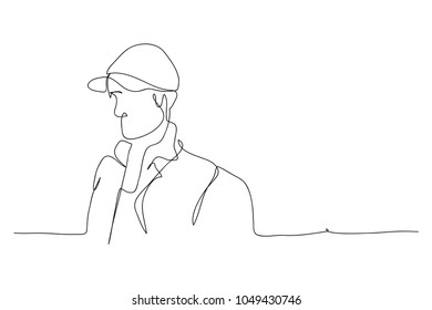 continuous line drawing of men wearing fashionable modern hats illustration