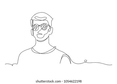 continuous line drawing of men wearing sunglasses welcome summer
   Vector illustrations