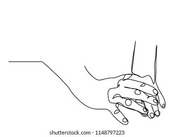 Continuous line drawing of men and women hand in hand with love