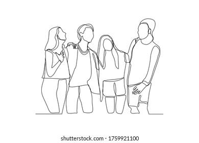 Continuous Line Drawing Men Women Embrace Stock Vector (Royalty Free ...