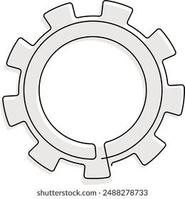 Dibujo en línea continuo de engranajes metálicos. Una línea máquina rueda engranaje icono. Símbolo de Vector de rueda dentada. Ilustración de concepto de trabajo en equipo de negocios con trazo editable.