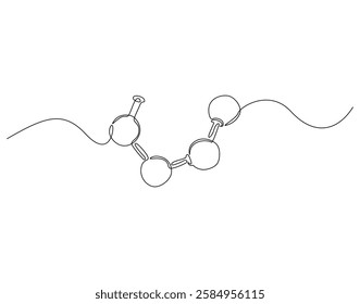Continuous line drawing of micro molecules. Single line illustration of models of molecule. Microbiology concept. Editable outline