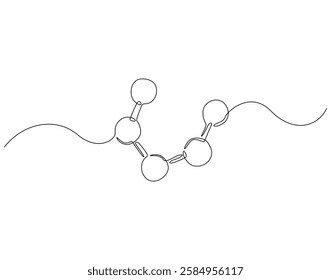 Continuous line drawing of micro molecules. Single line illustration of models of molecule. Microbiology concept. Editable outline
