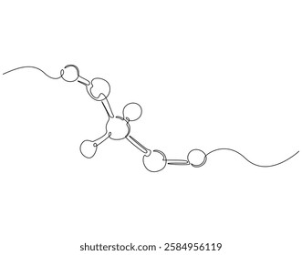 Continuous line drawing of micro molecules. Single line illustration of models of molecule. Microbiology concept. Editable outline